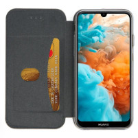 Луксозен кожен калъф тефтер ултра тънък Wallet FLEXI и стойка за Huawei Y6 2019 черен